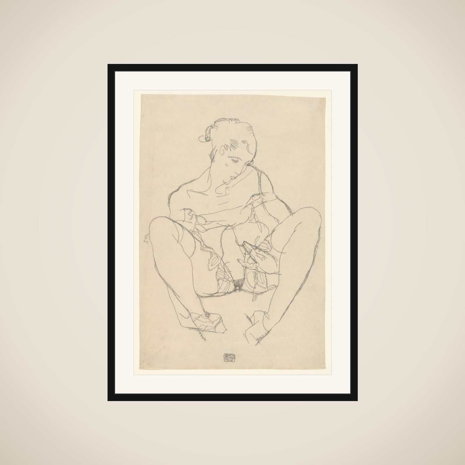 Seated Woman in Chemise framed