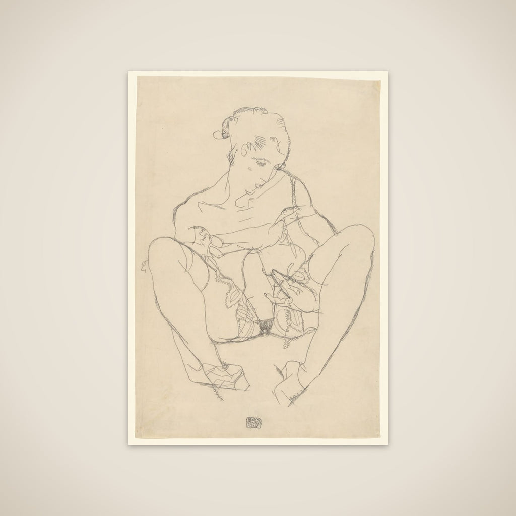 Seated Woman in Chemise unframed print