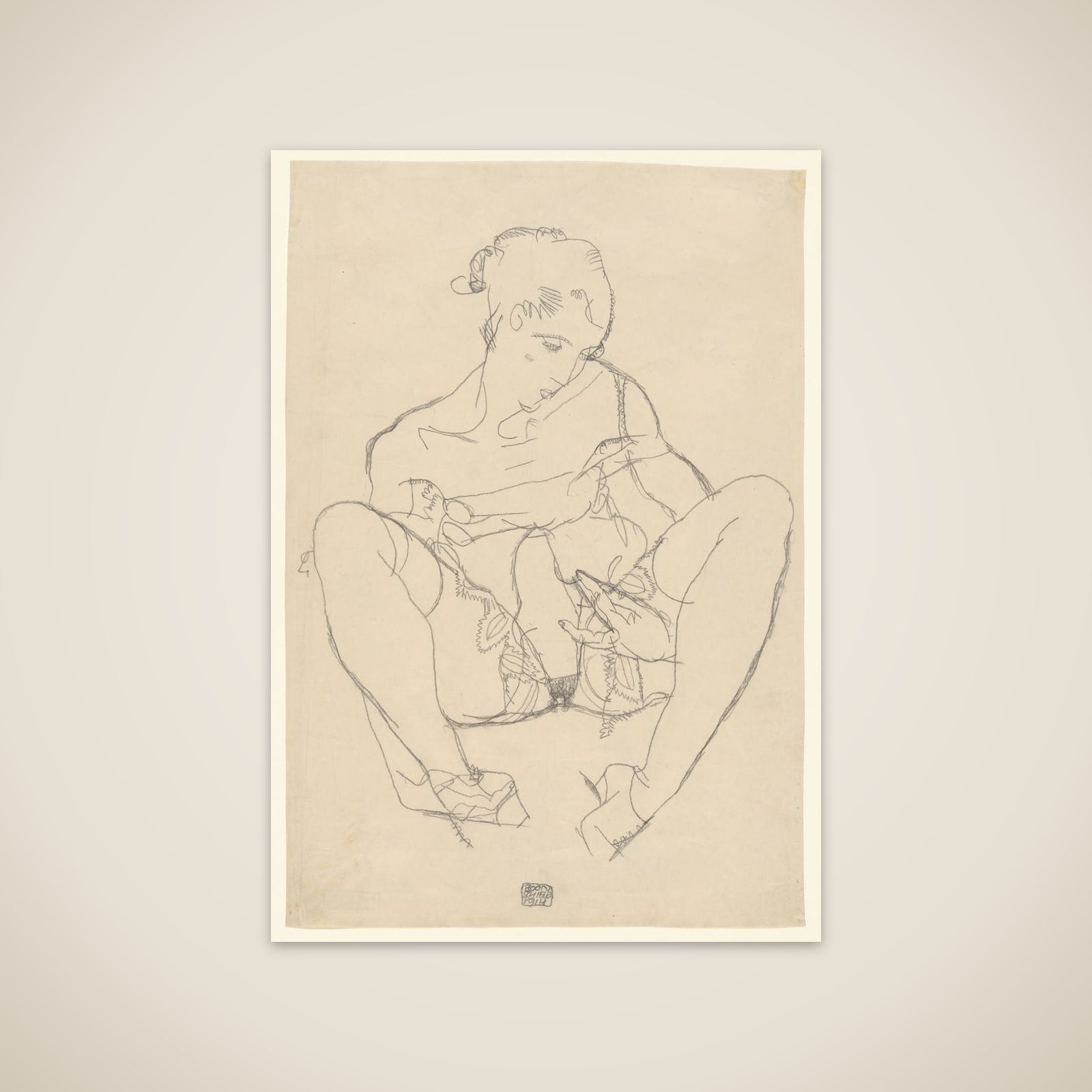 Seated Woman in Chemise unframed print