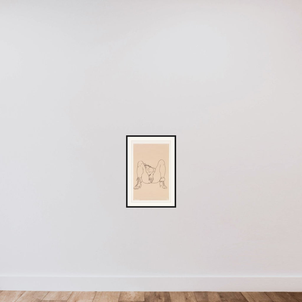 Reclining Nude with Boots framed — shown to scale