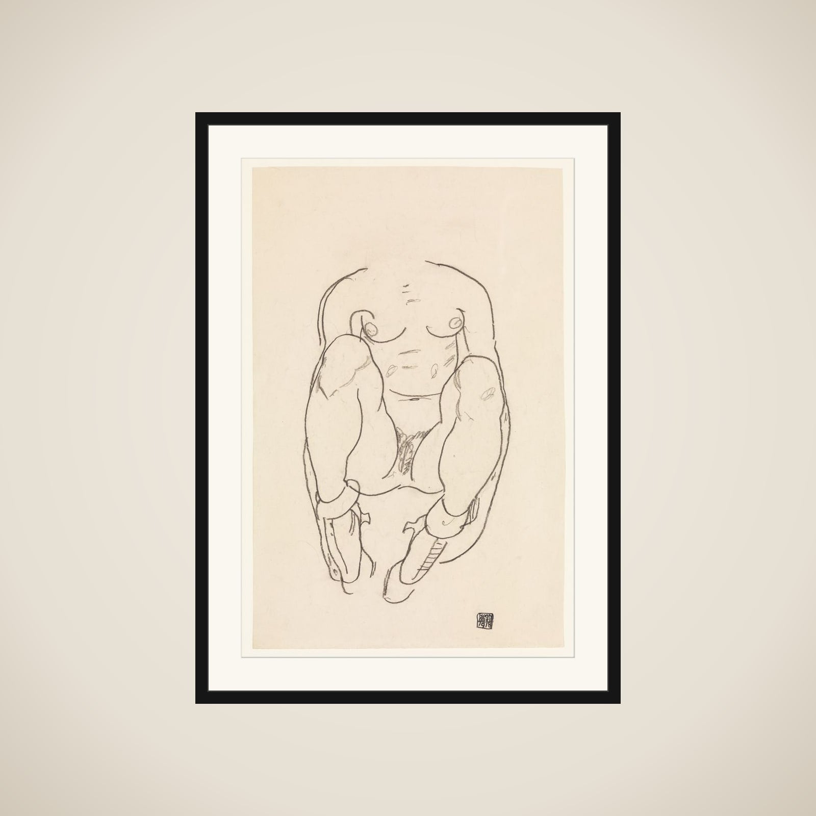 Torso of a Seated Woman with Boots framed
