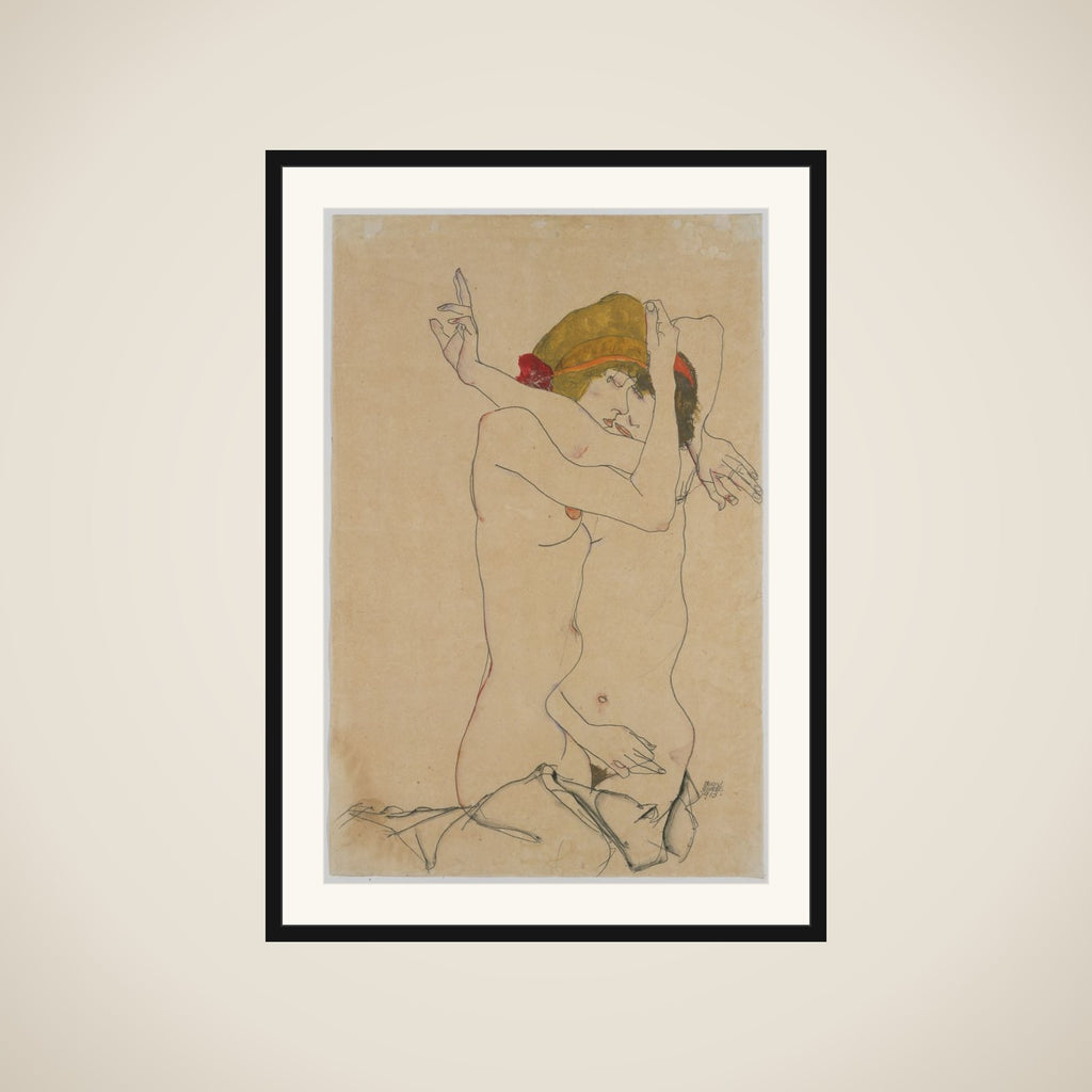 Two Women Embracing framed
