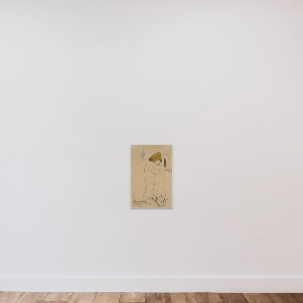 Two Women Embracing unframed — shown to scale