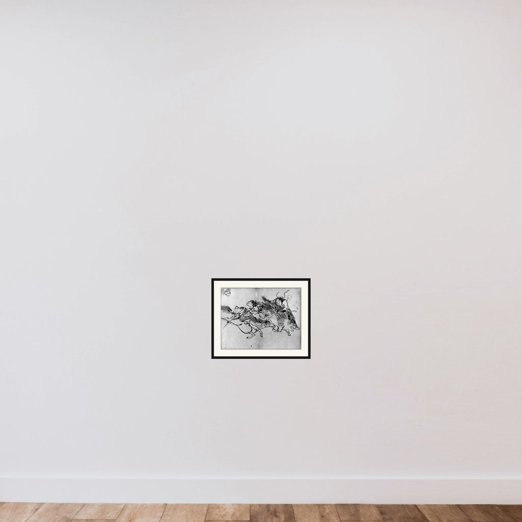 Two Figures framed — shown to scale