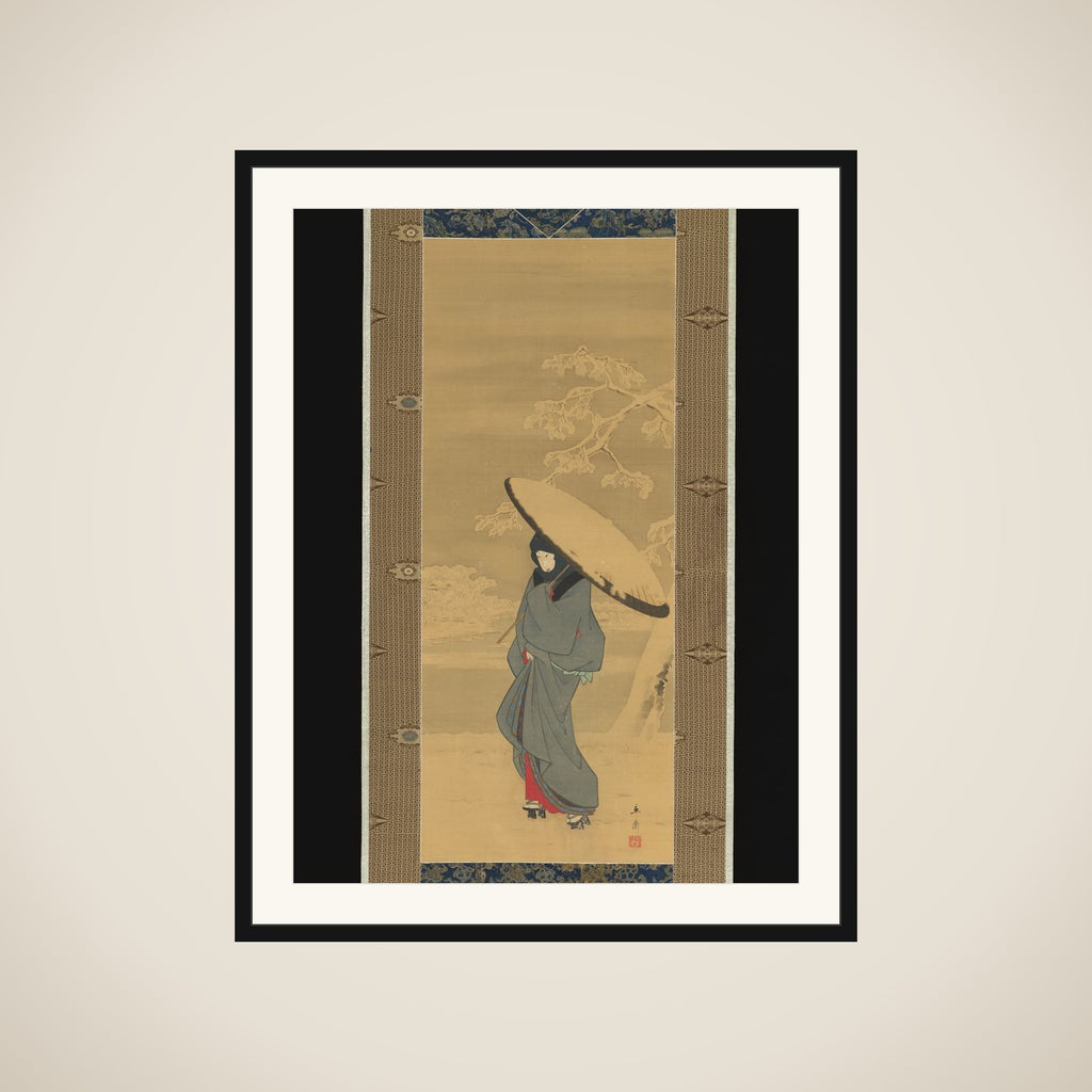 Woman Walking in the Snow framed