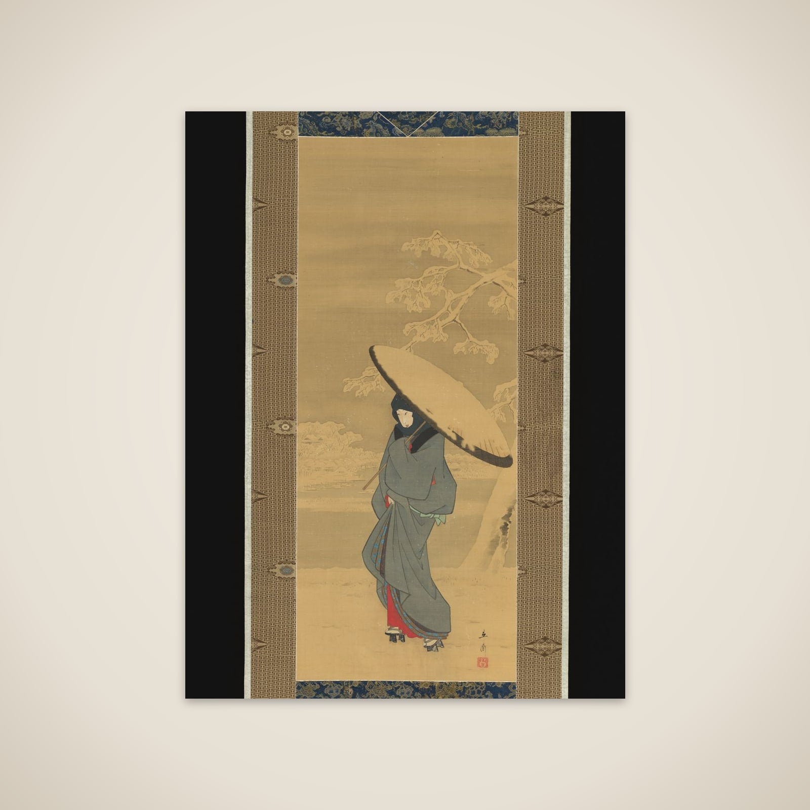 Woman Walking in the Snow unframed print