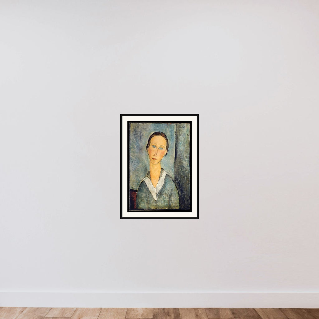 Girl in a Sailor's Blouse framed — shown to scale