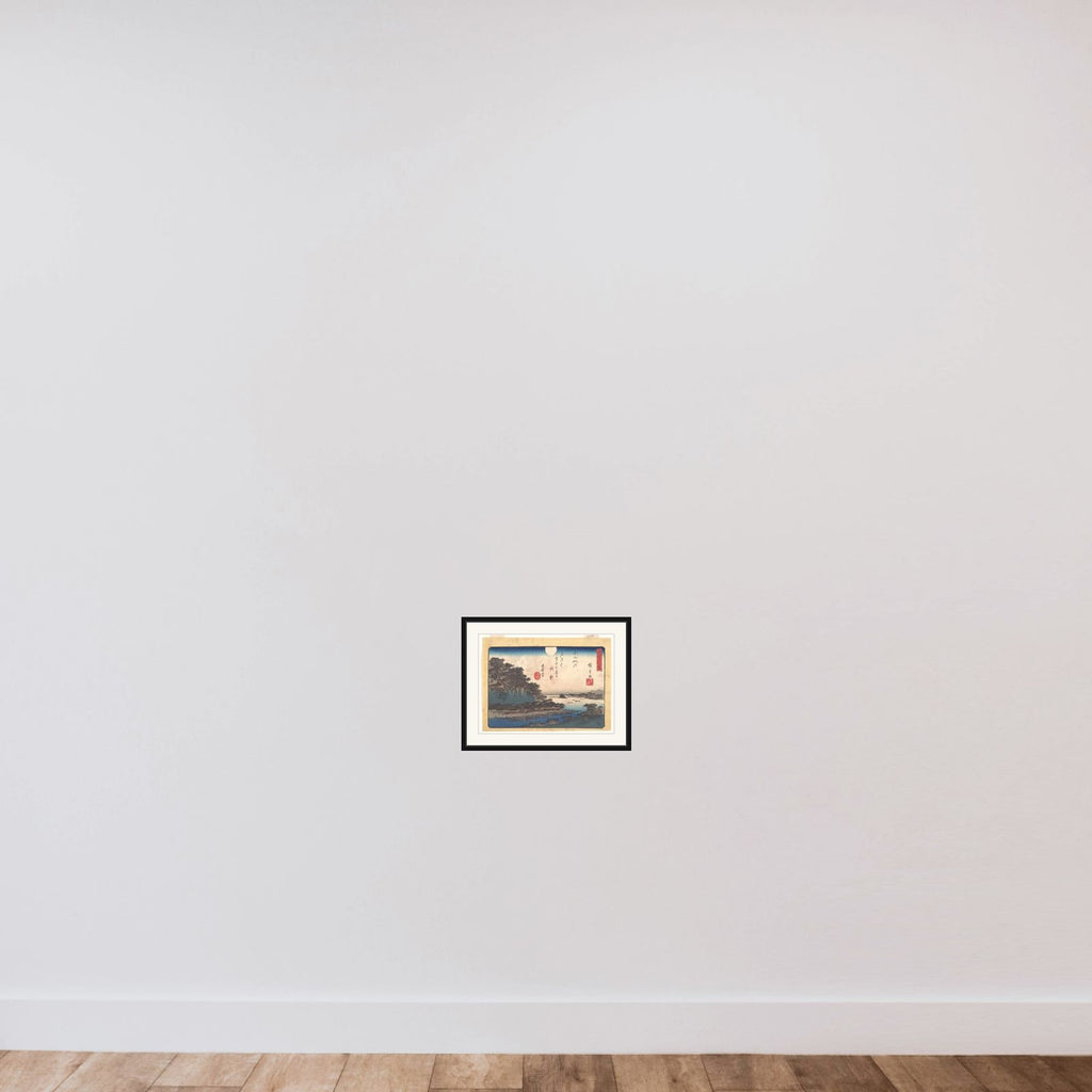 Autumn Moon at Ishiyama, from the series Eight Views of Ōmi (Ōmi hakkei) framed — shown to scale