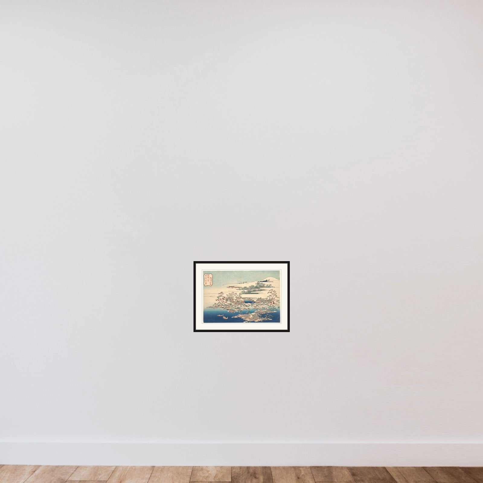 Pines and Waves at Ryūtō (Ryūtō shōtō), from the series Eight Views of the Ryūkyū Islands (Ryūkyū hakkei) framed — shown to scale