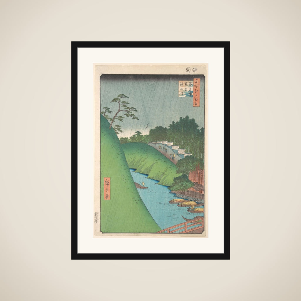 Shohei Bridge, Seido Temple and Kanda River framed