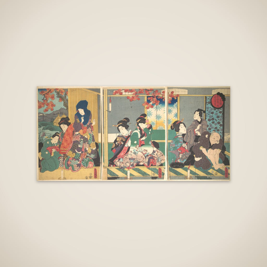 Banquet of the Next Full Moon at the Chrysanthemum Festival, from the series The Twelve Months (Chōyō nochi no tsuki no en, Jūni tsuki no uchi) unframed print
