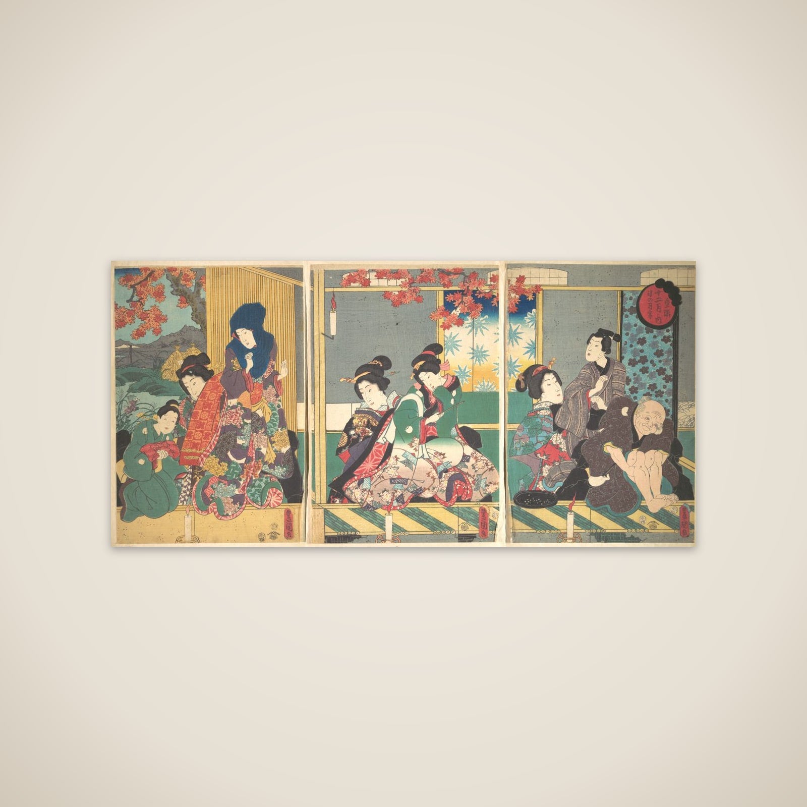 Banquet of the Next Full Moon at the Chrysanthemum Festival, from the series The Twelve Months (Chōyō nochi no tsuki no en, Jūni tsuki no uchi) unframed print