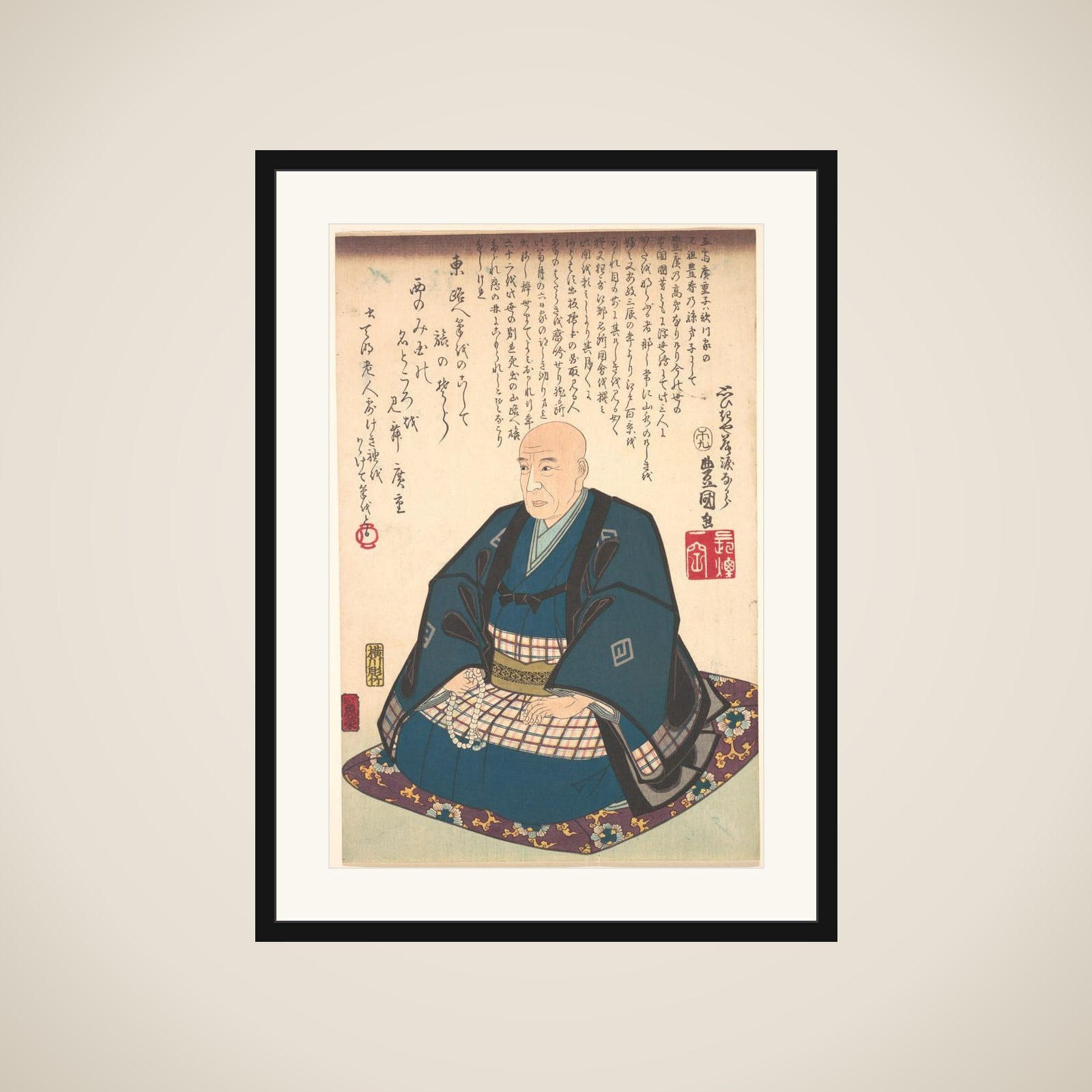 Memorial Portrait of Ichiryusai Hiroshige (1797–1858) framed
