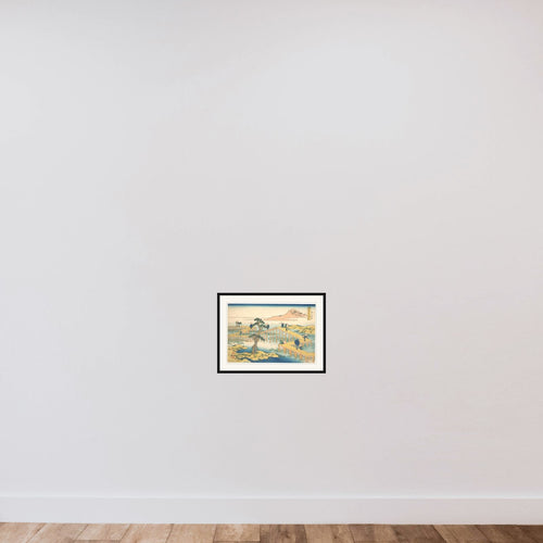 Ancient View of Yatsuhashi in Mikawa Province (Mikawa no Yatsuhashi no kozu), from the series Remarkable Views of Bridges in Various Provinces (Shokoku meikyō kiran) framed — shown to scale