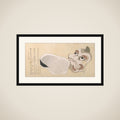 Masks of Oni (Demon) and Uzume (Goddess of Good Fortune) framed
