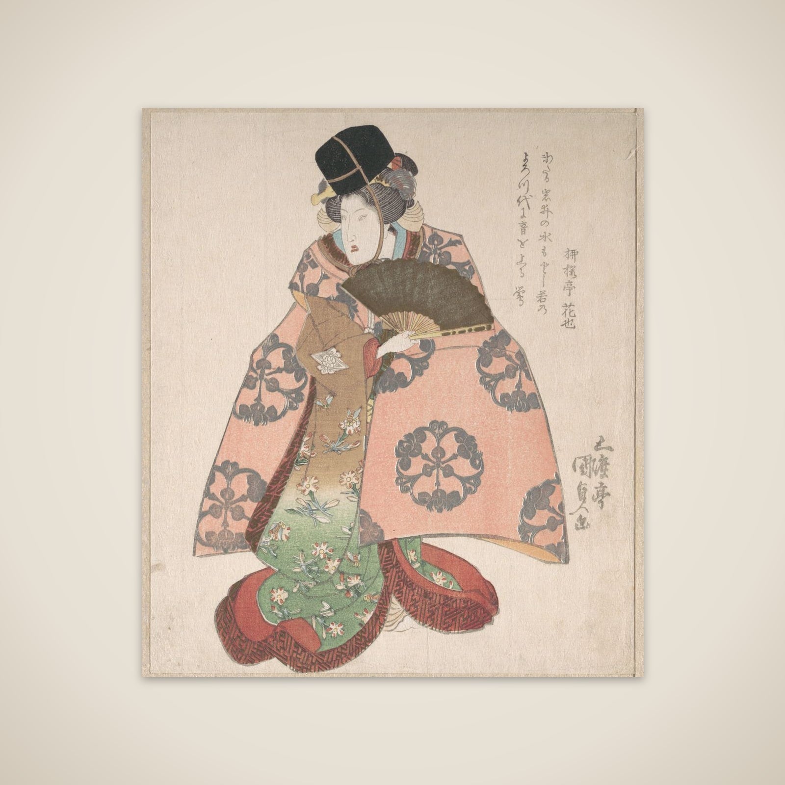 Kabuki Actor in a Female Role Standing with a Fan unframed print