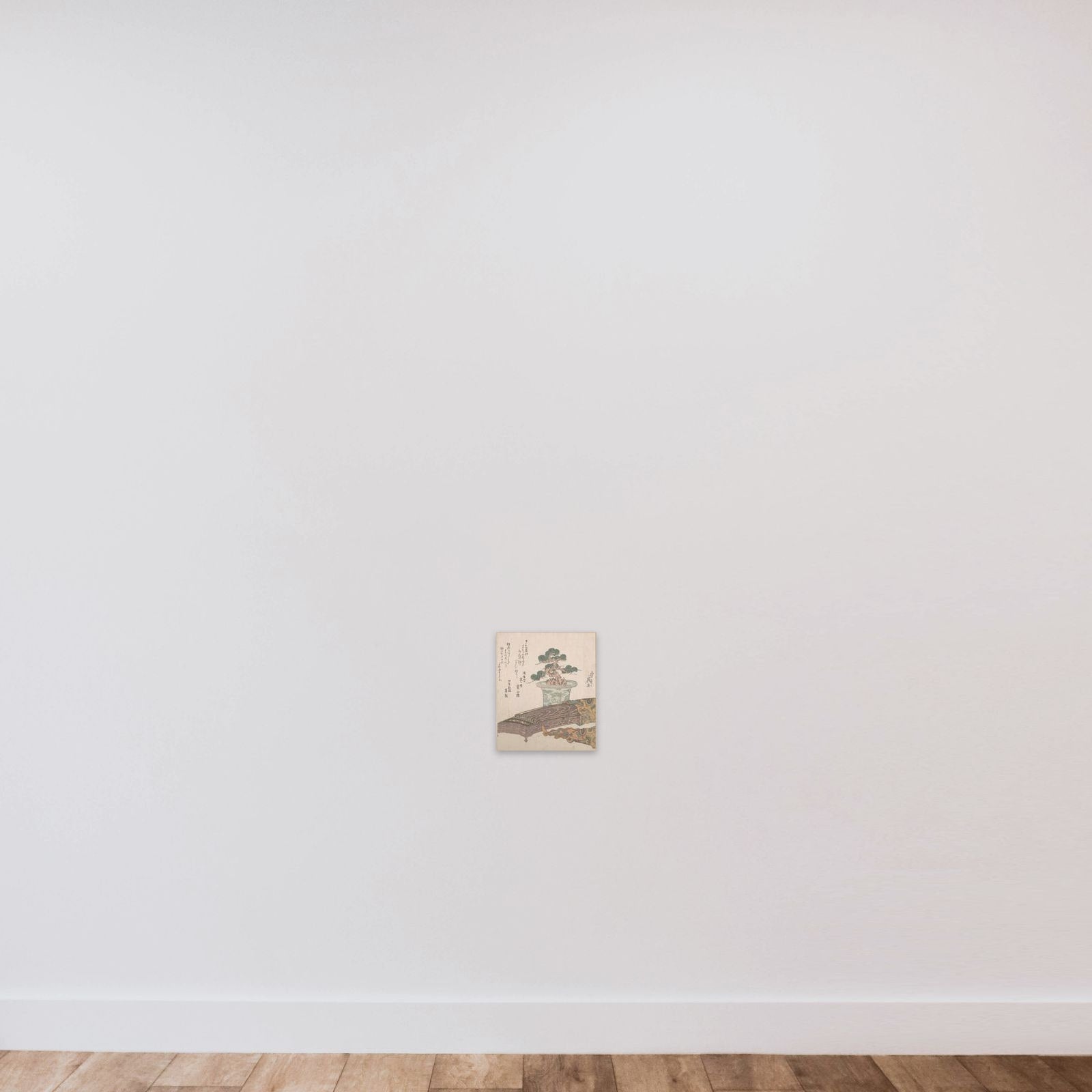 Potted Pine Tree and Koto (Japanese Harp) unframed — shown to scale