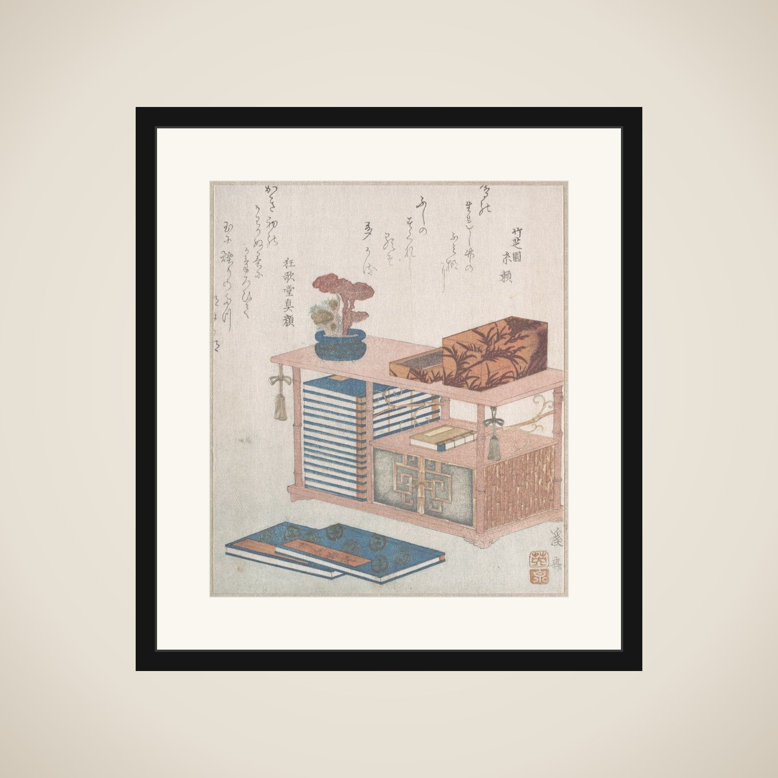 Books and a Bookcase framed