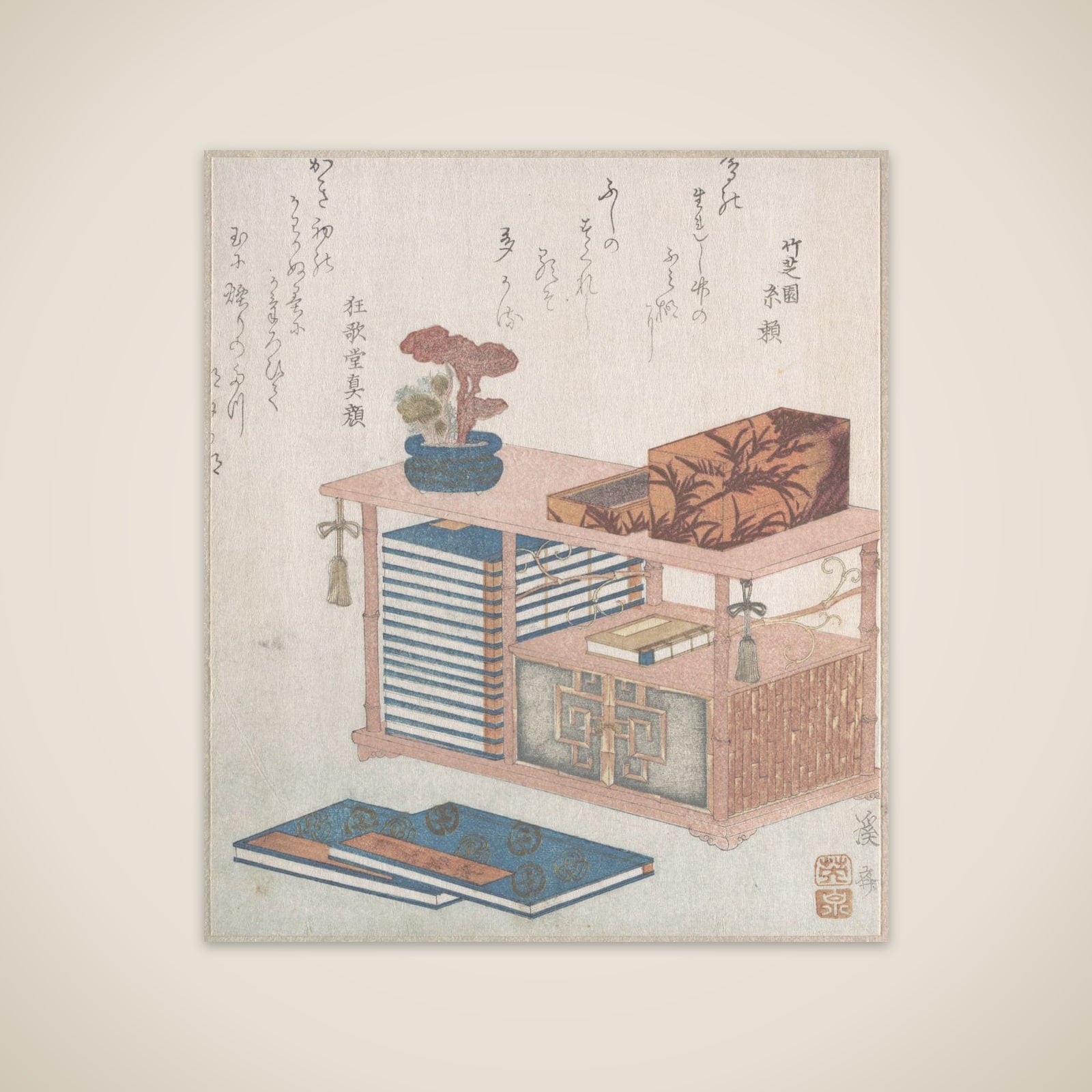 Books and a Bookcase unframed print