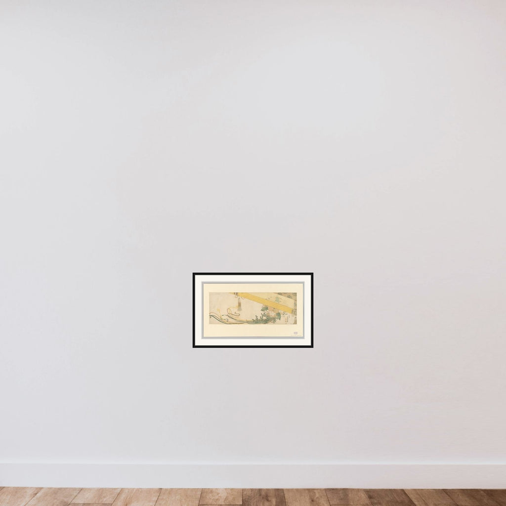 Basket of Flowers with Bamboo Blind framed — shown to scale