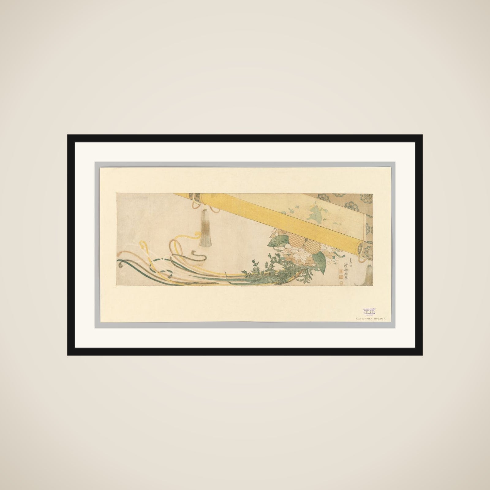 Basket of Flowers with Bamboo Blind framed