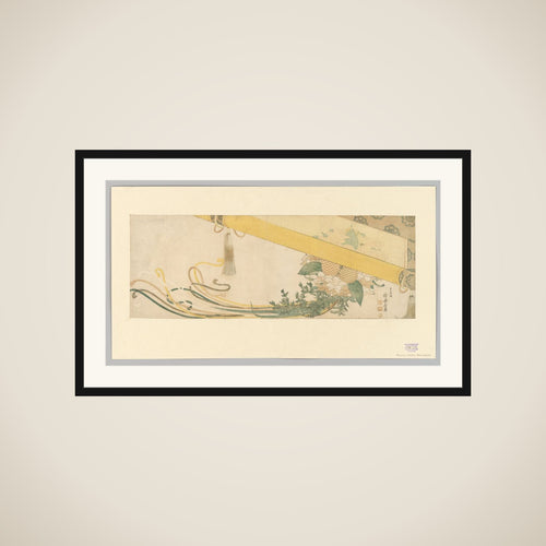 Basket of Flowers with Bamboo Blind framed