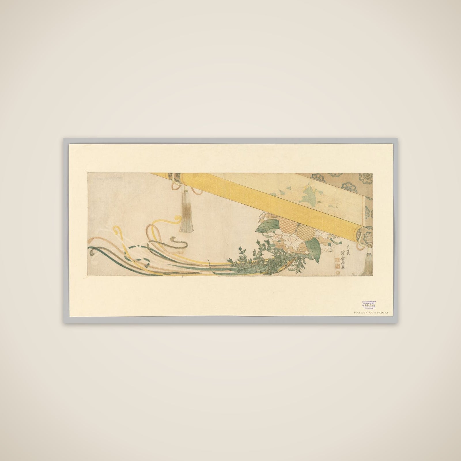 Basket of Flowers with Bamboo Blind unframed print