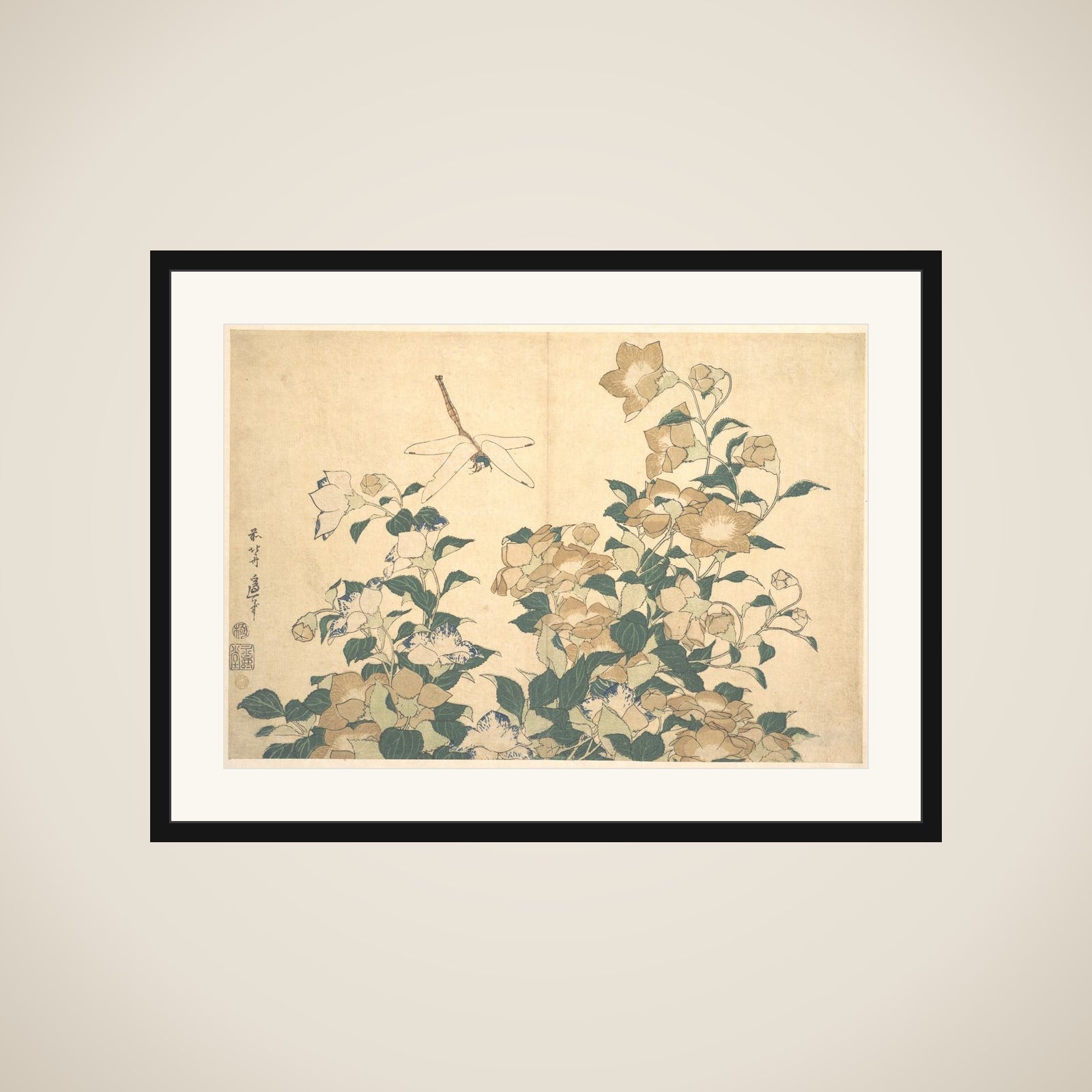 Dragonfly and Bellflower framed