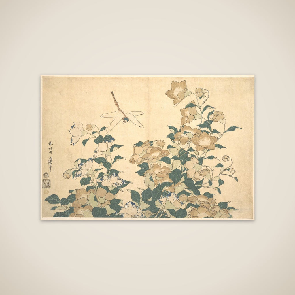 Dragonfly and Bellflower unframed print