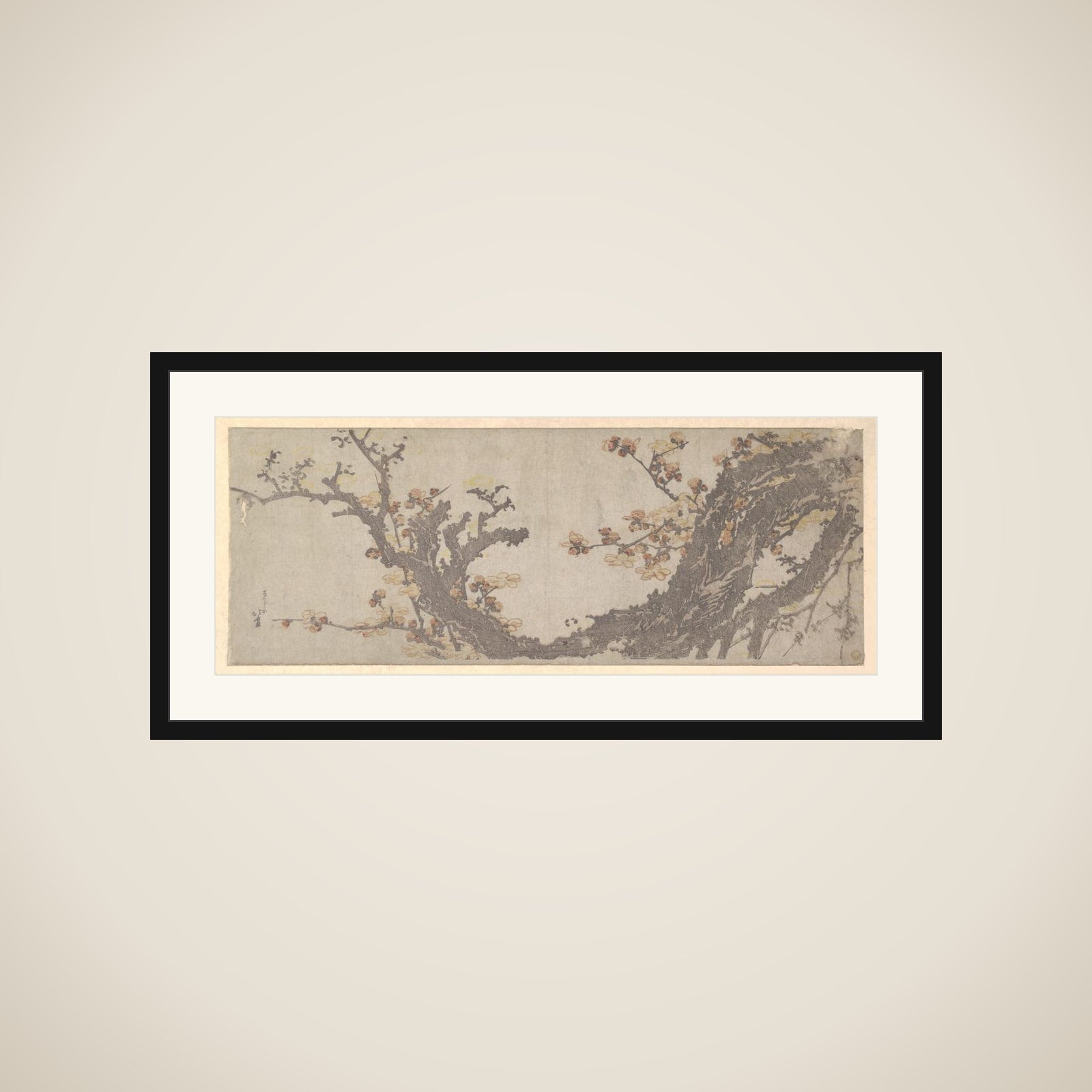 Ancient Plum Tree in Bloom framed