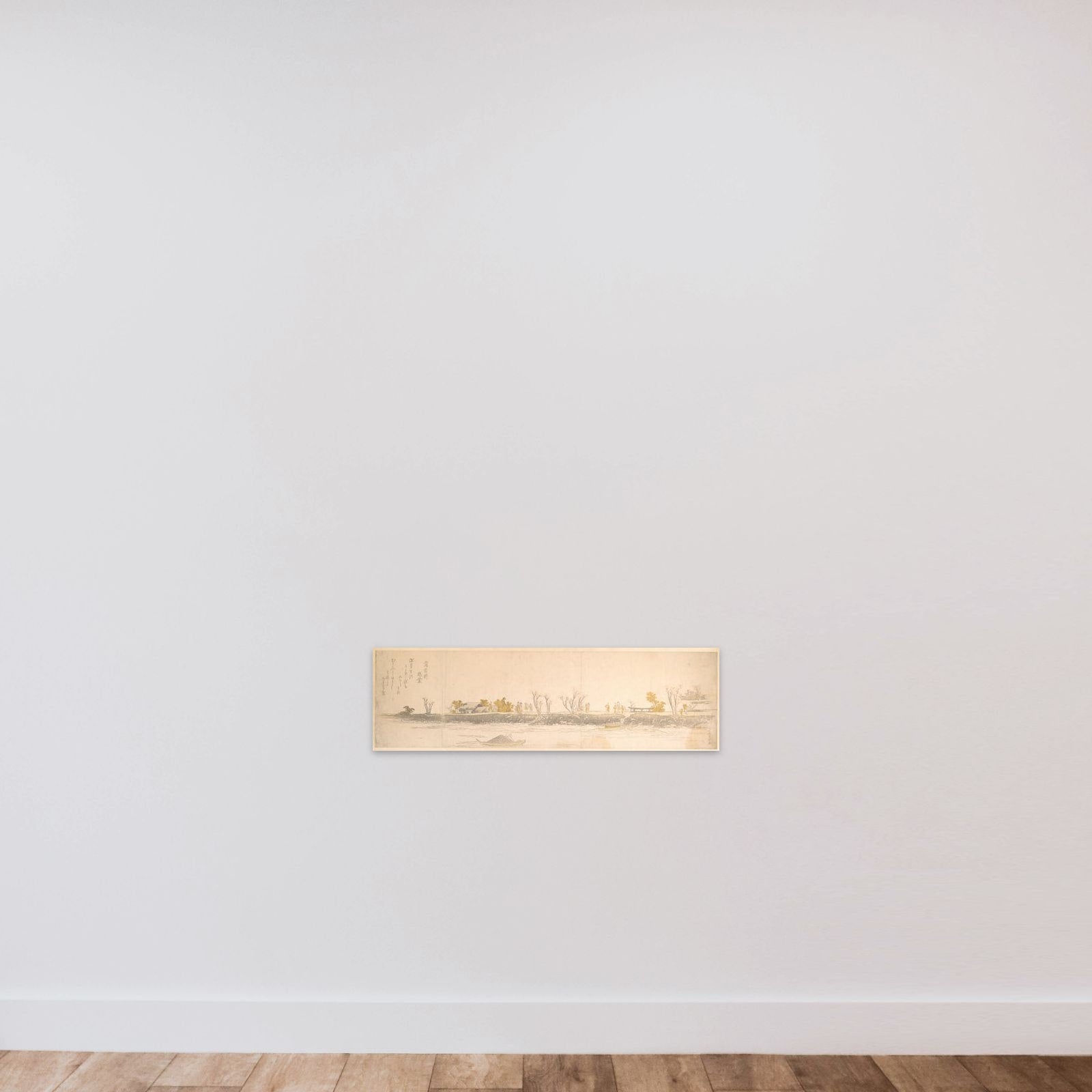 Figures Promenading on a Point of Land; Water and Boats in the Foreground unframed — shown to scale