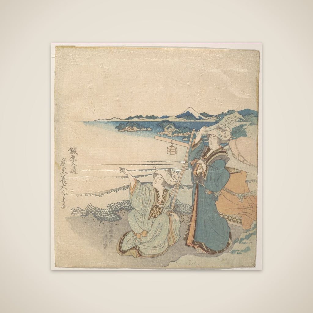 Two Young Ladies at Shore; One Pointing unframed print