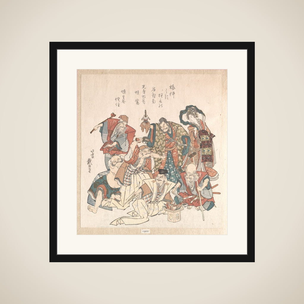 Seven Gods of Good Fortune framed