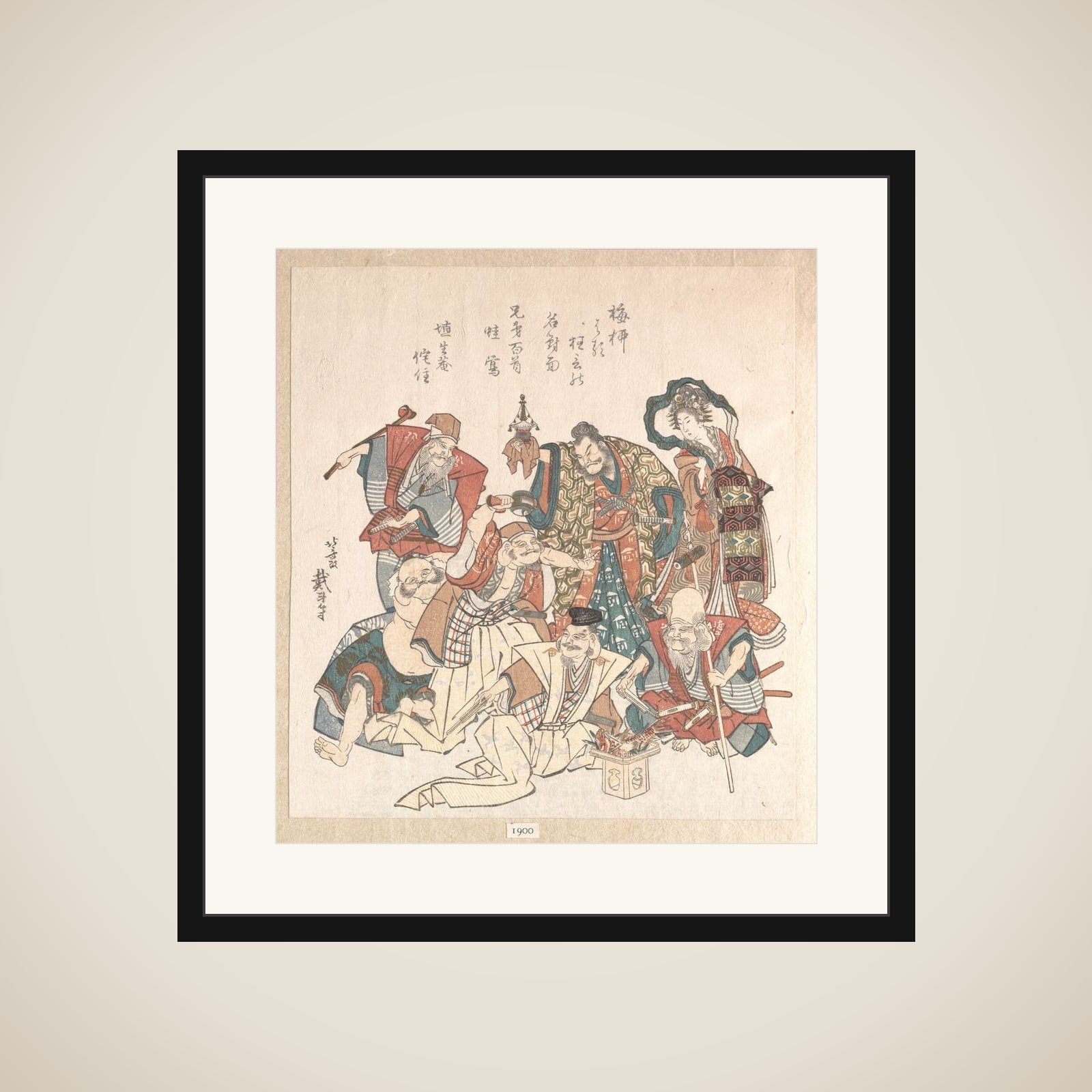 Seven Gods of Good Fortune framed