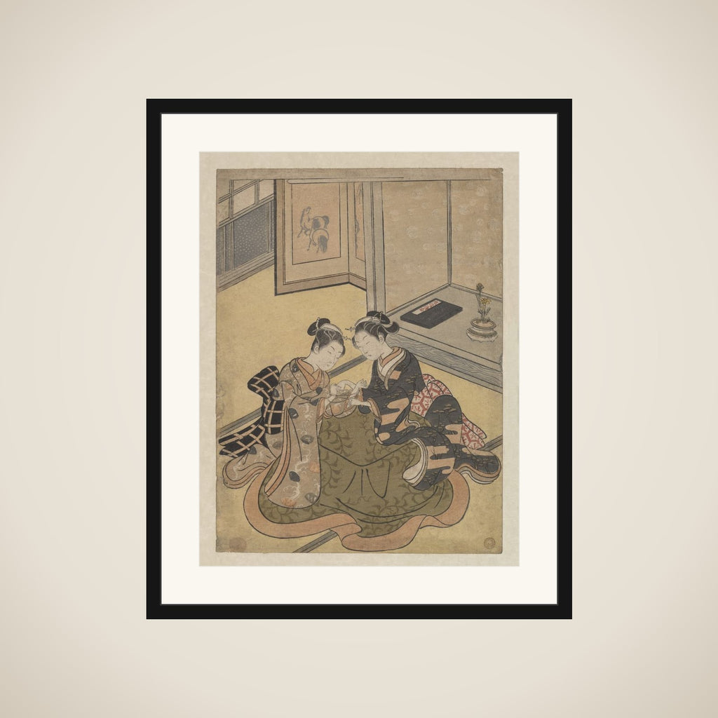 Young Women Playing Cat’s Cradle (Ayatori) framed
