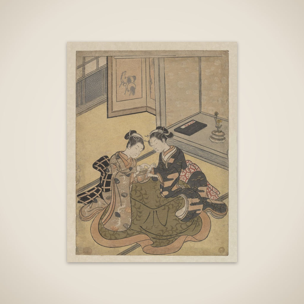 Young Women Playing Cat’s Cradle (Ayatori) unframed print