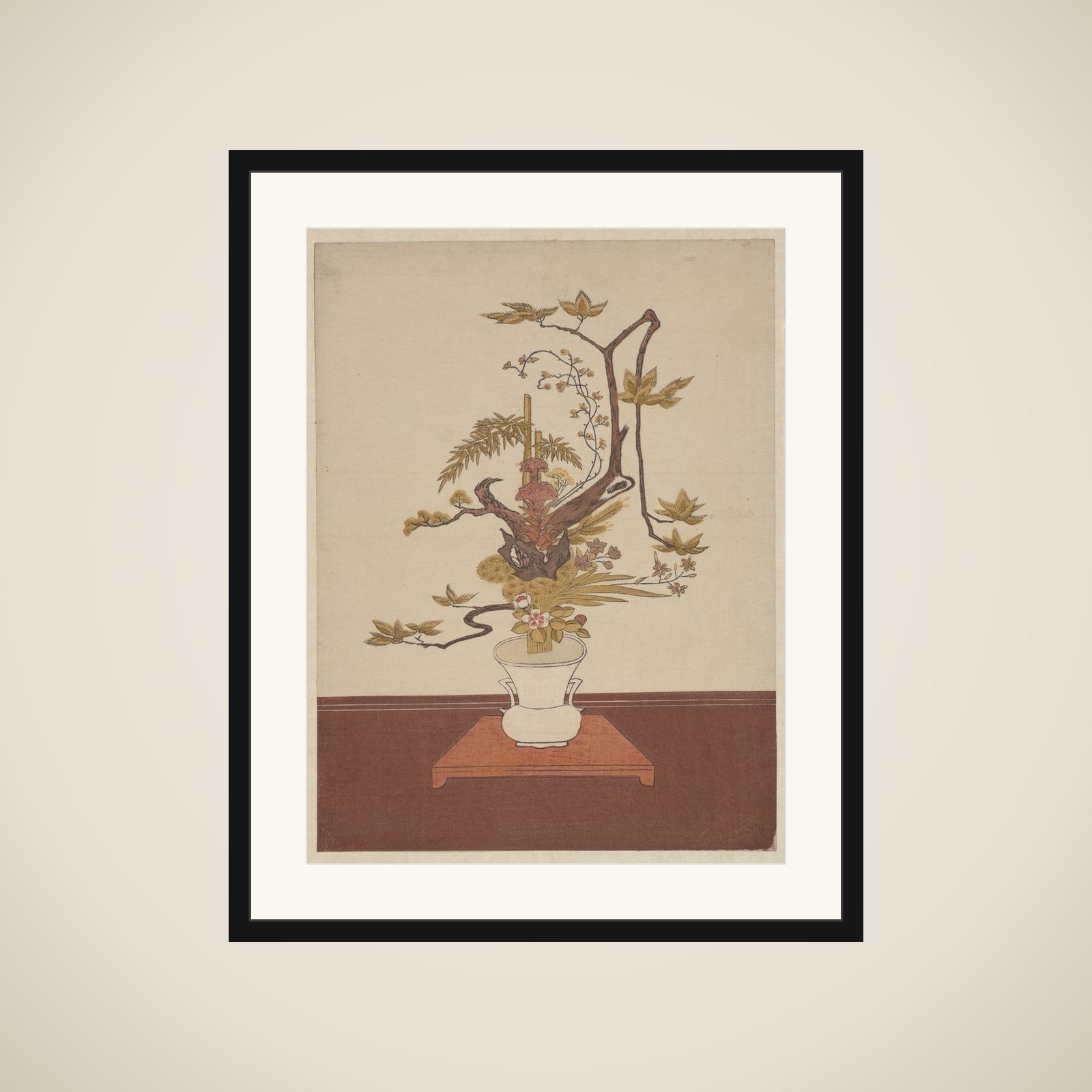 Ike Bana (Flower Arrangement) in the Ike-no-bo Style framed