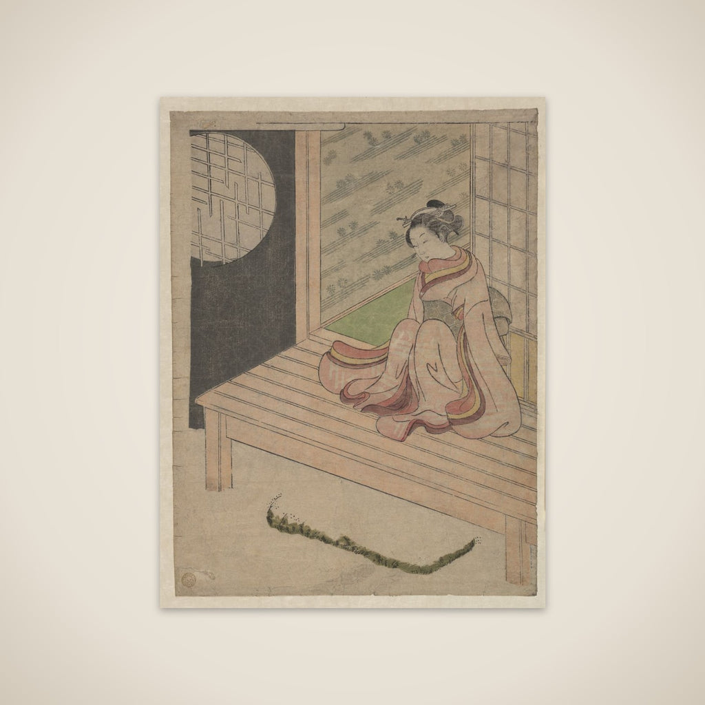 A Young Woman Seated upon the Engawa of a House unframed print