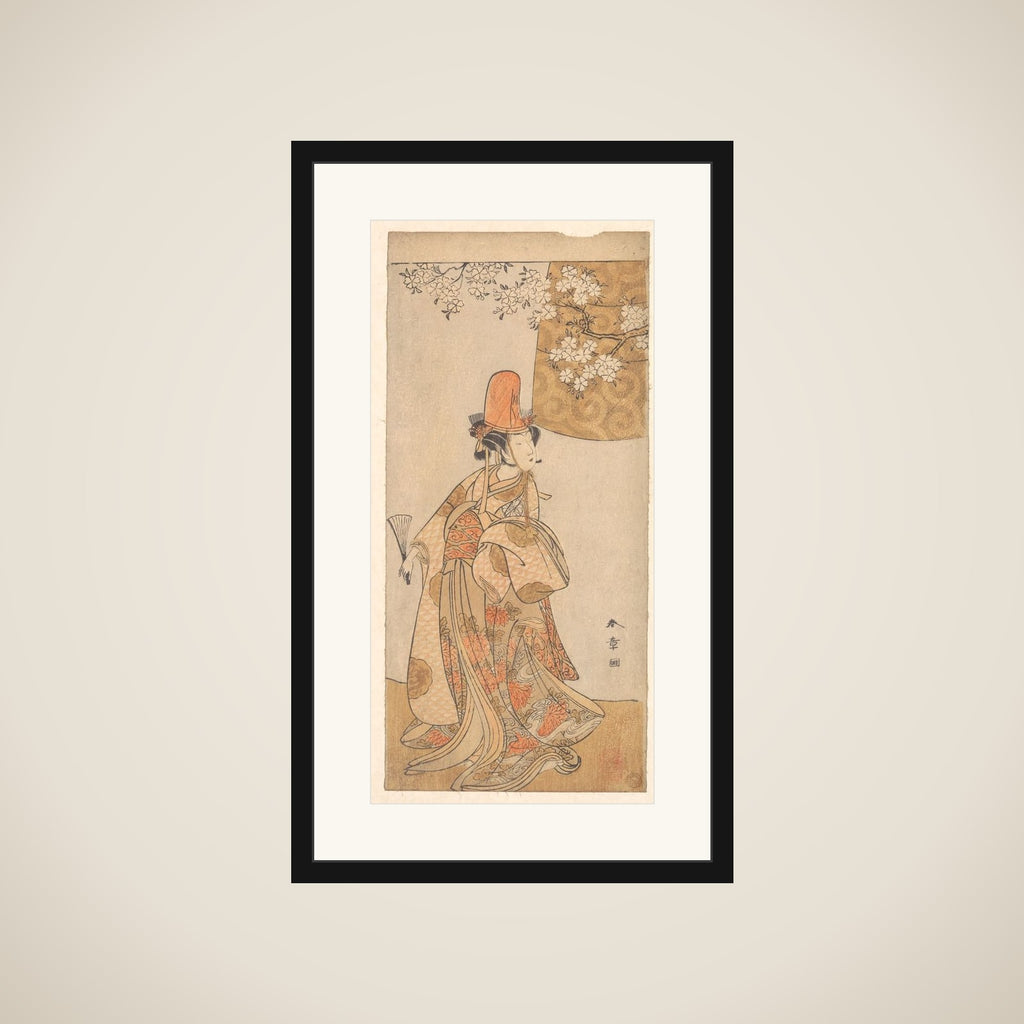Segawa Tomisaburo in the Role of Musume Dojoji in "Hanagatami Kazaori Eboshi" framed