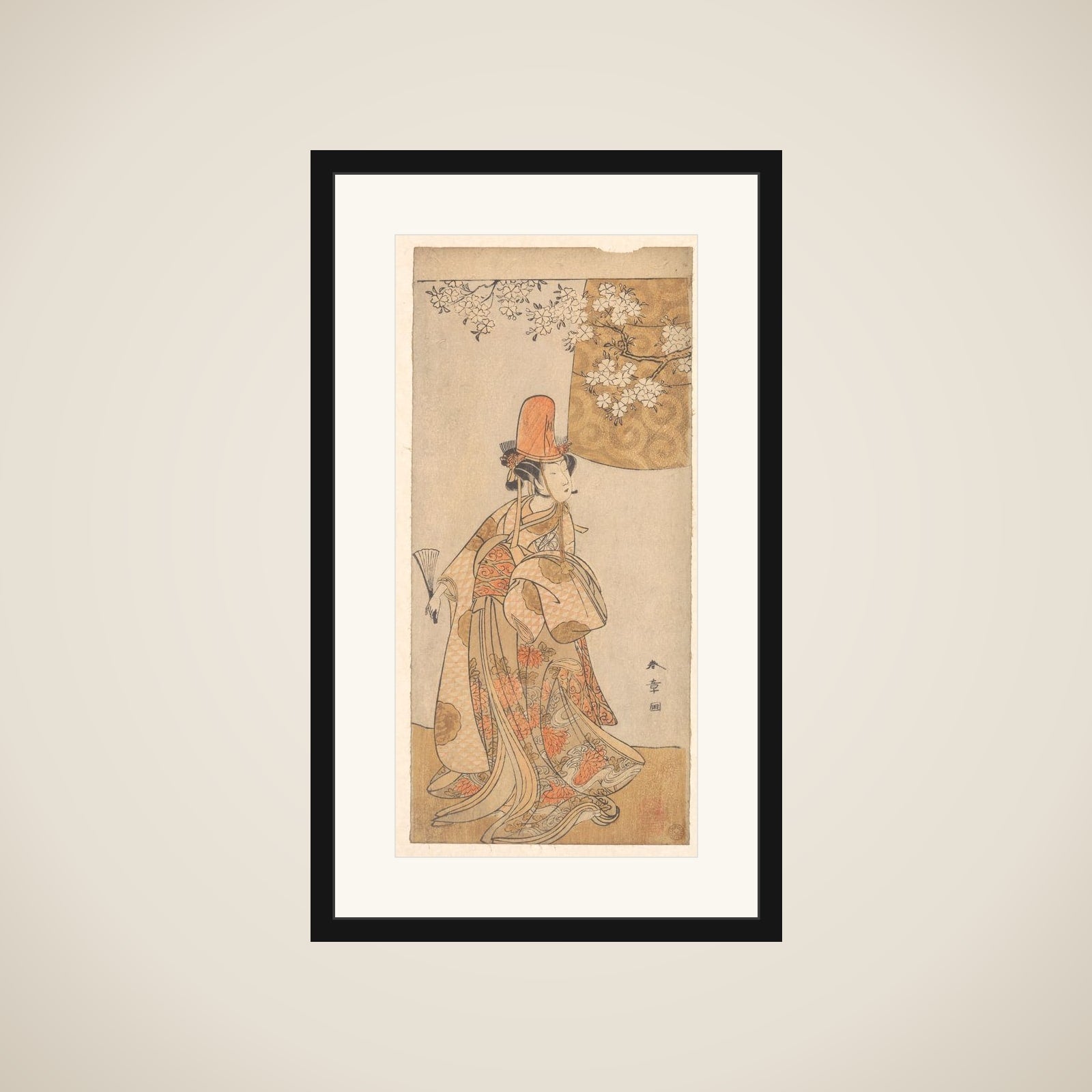 Segawa Tomisaburo in the Role of Musume Dojoji in "Hanagatami Kazaori Eboshi" framed