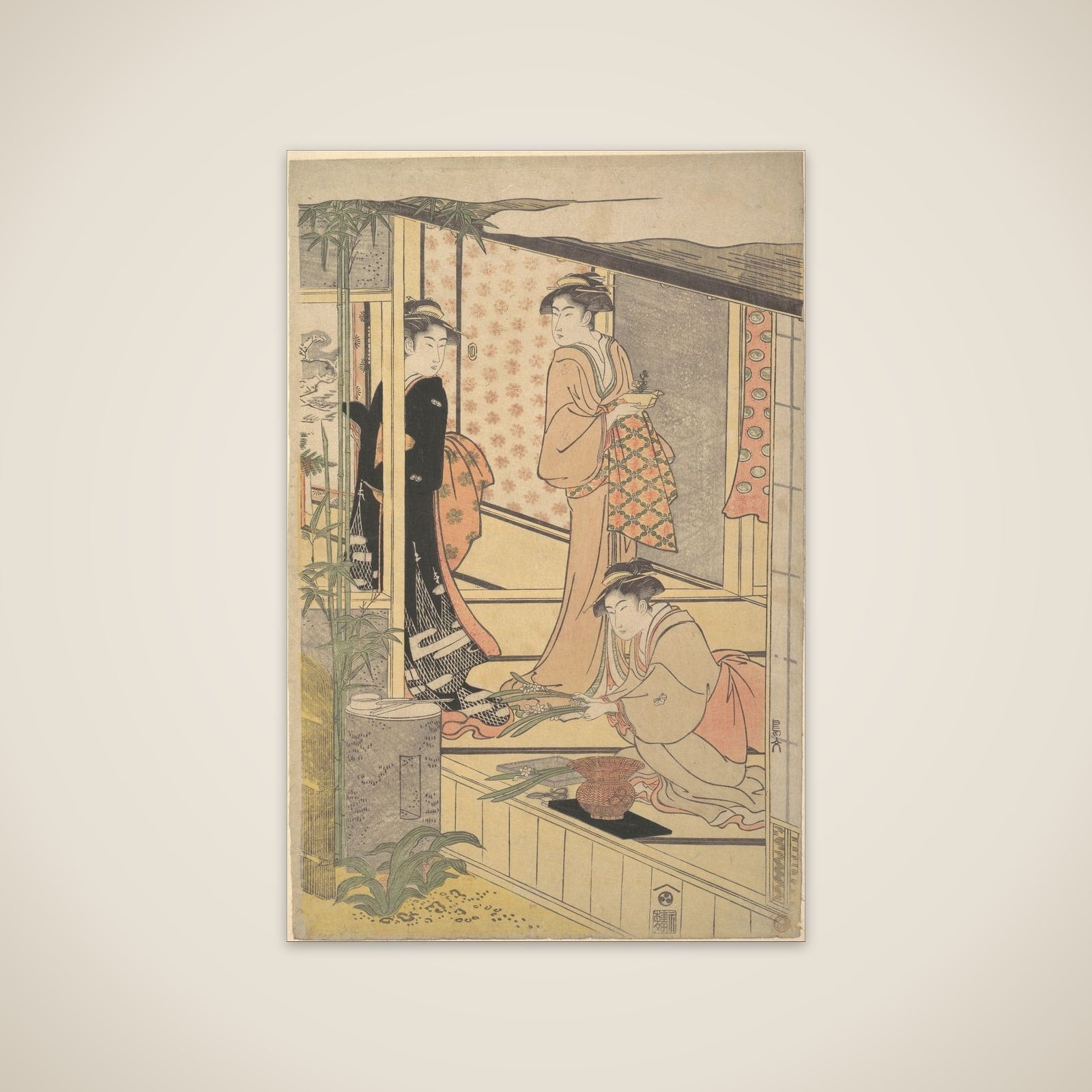 Preparing New Year Decorations unframed print