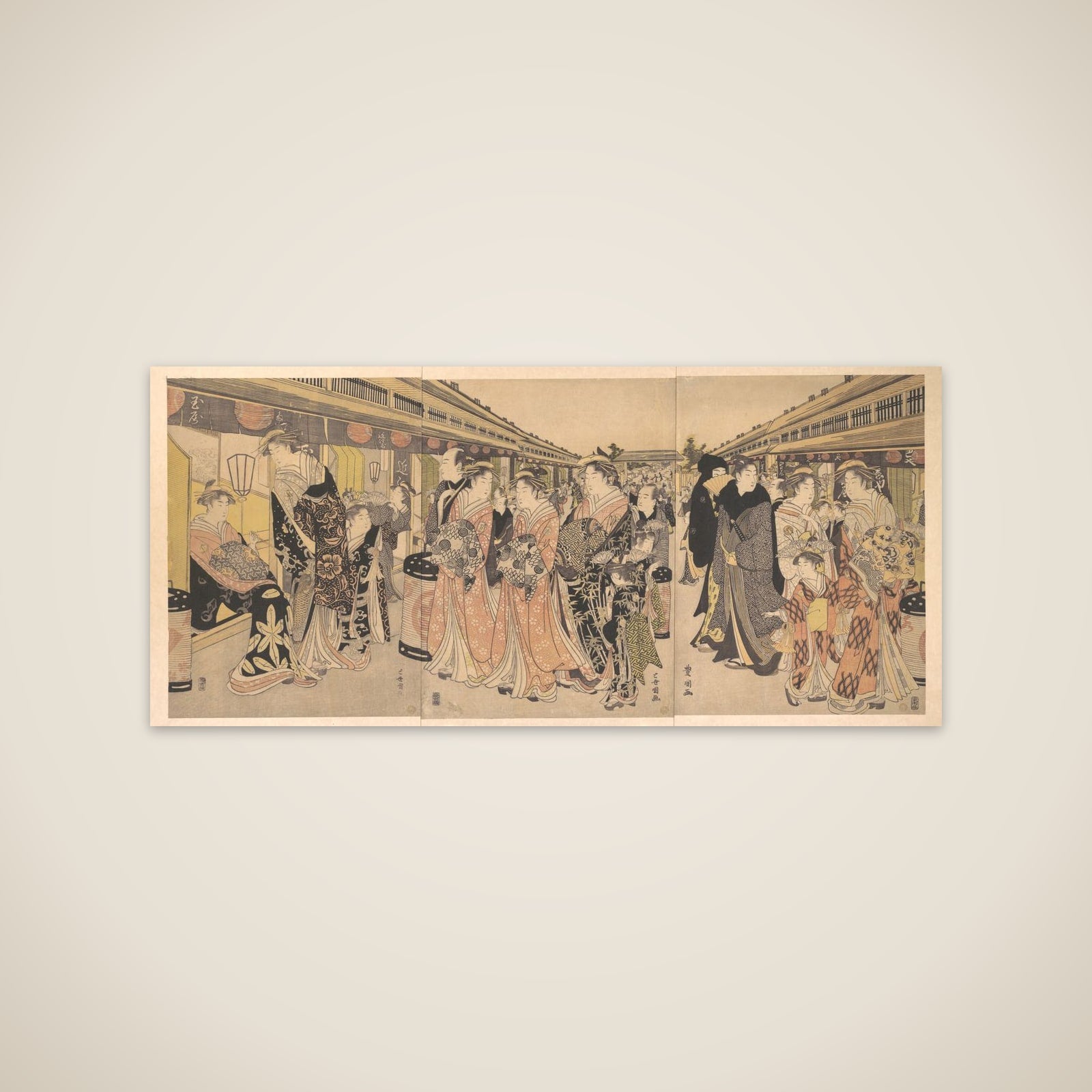Courtesans Promenading on the Nakanochō in Yoshiwara unframed print