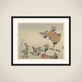 Sparrows and Chrysanthemums framed