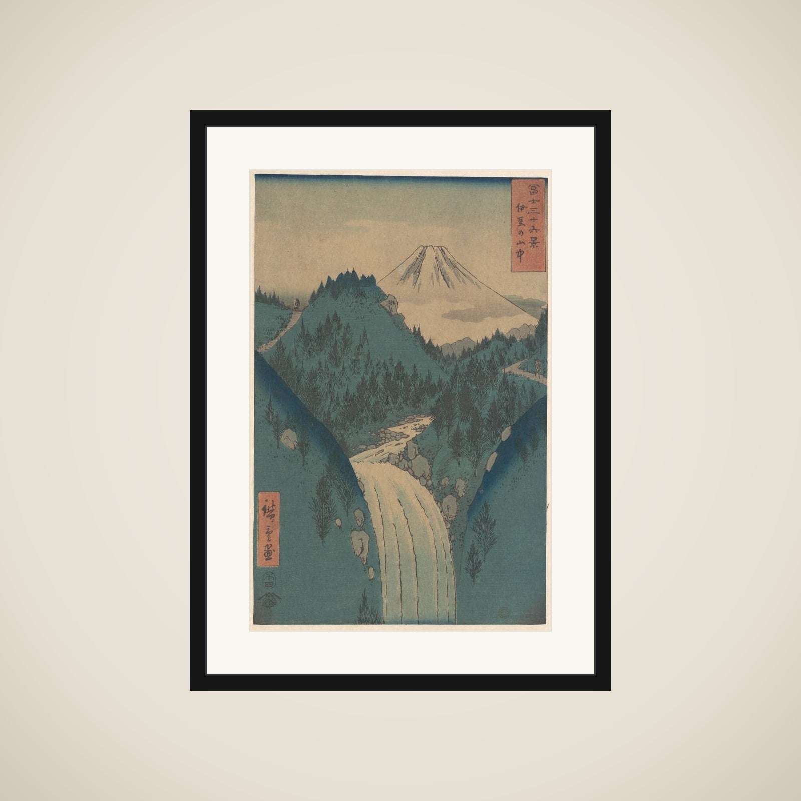 View of Fuji san from the Mountains in the Province of Izu (Izu no Sanchu), from the series Thirty-six Views of Mount Fuji (Fugaku sanjūrokkei) framed