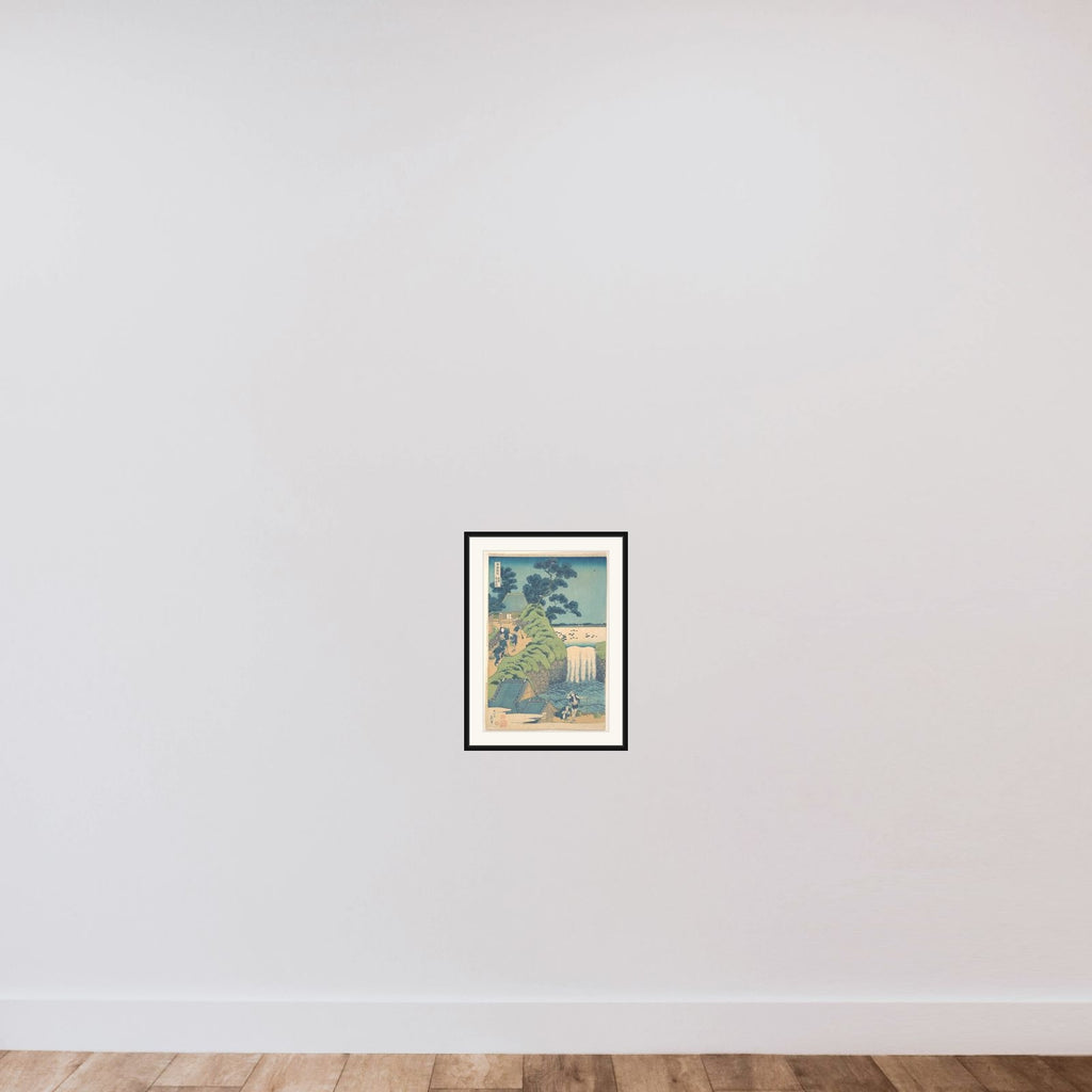Fall of Aoiga Oka, Yedo framed — shown to scale