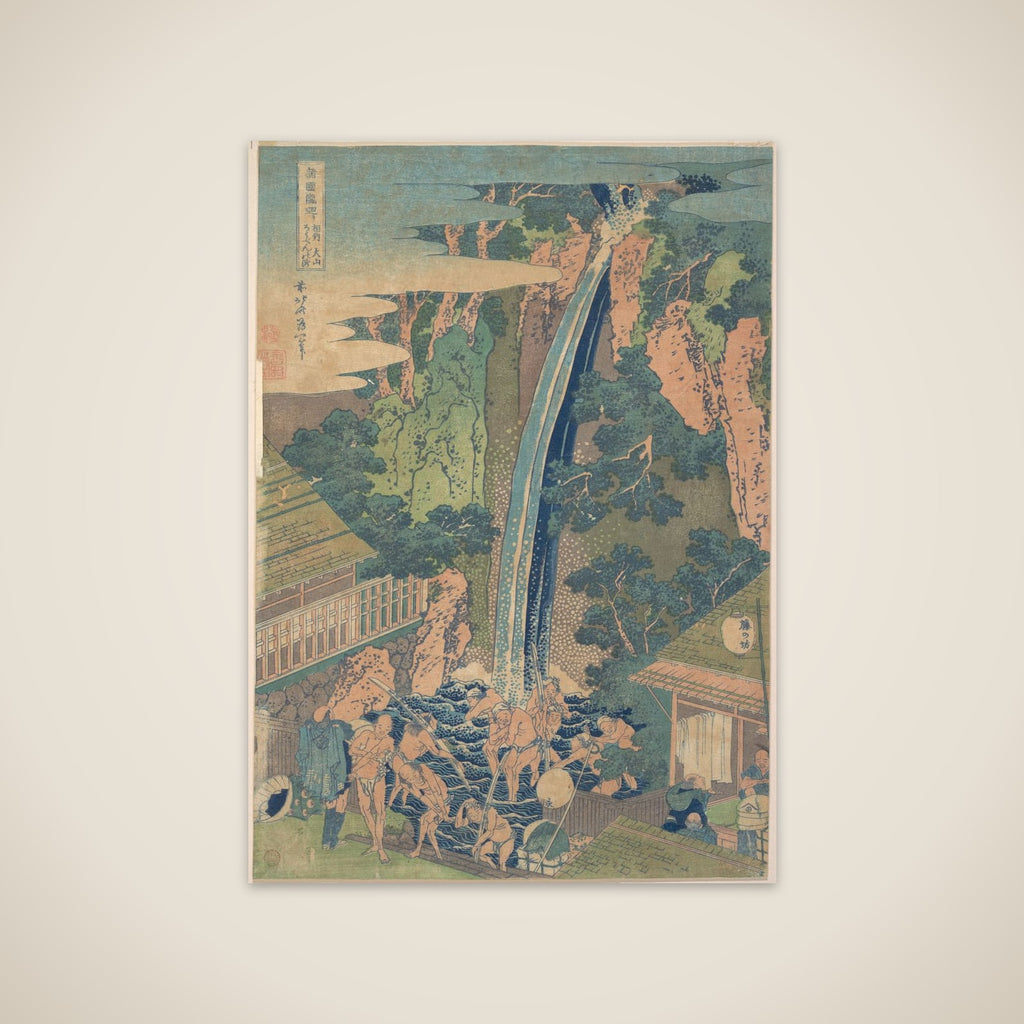Rōben Waterfall at Ōyama in Sagami Province (Sōshū Ōyama Rōben no taki), from the series A Tour of Waterfalls in Various Provinces (Shokoku taki meguri) unframed print