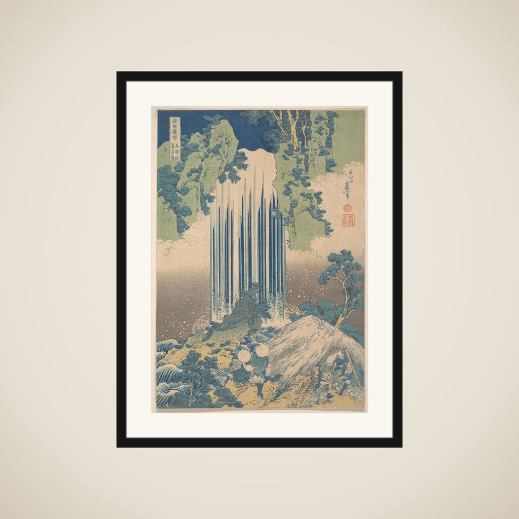 Yōrō Waterfall in Mino Province (Mino no Yōrō no taki), from the series A Tour of Waterfalls in Various Provinces (Shokoku taki meguri) framed