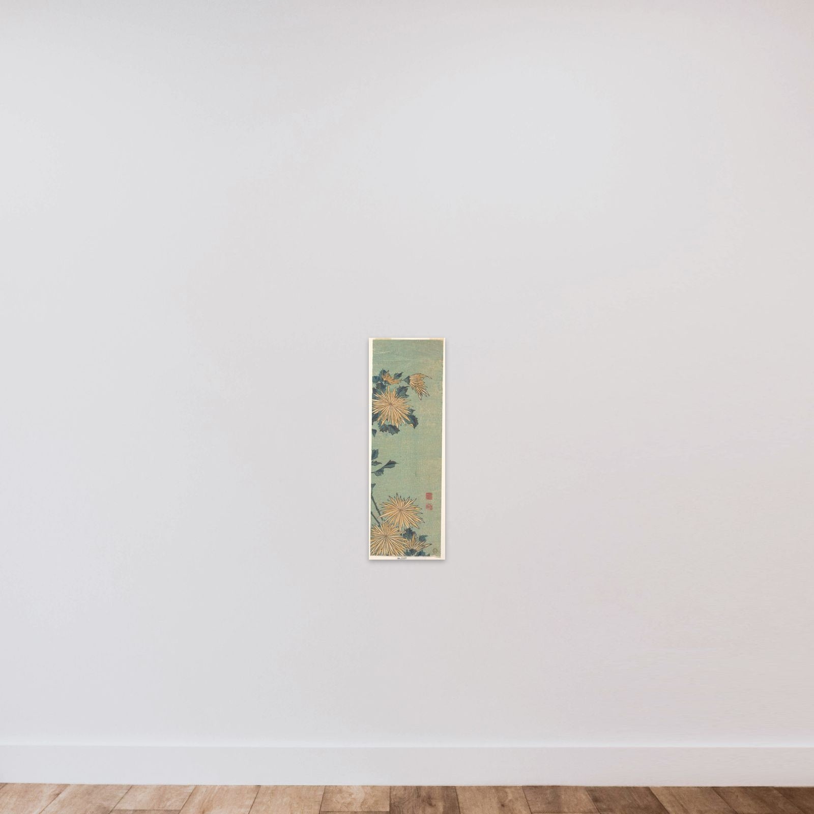 Yellow Chrysanthemums on a Blue Ground unframed — shown to scale