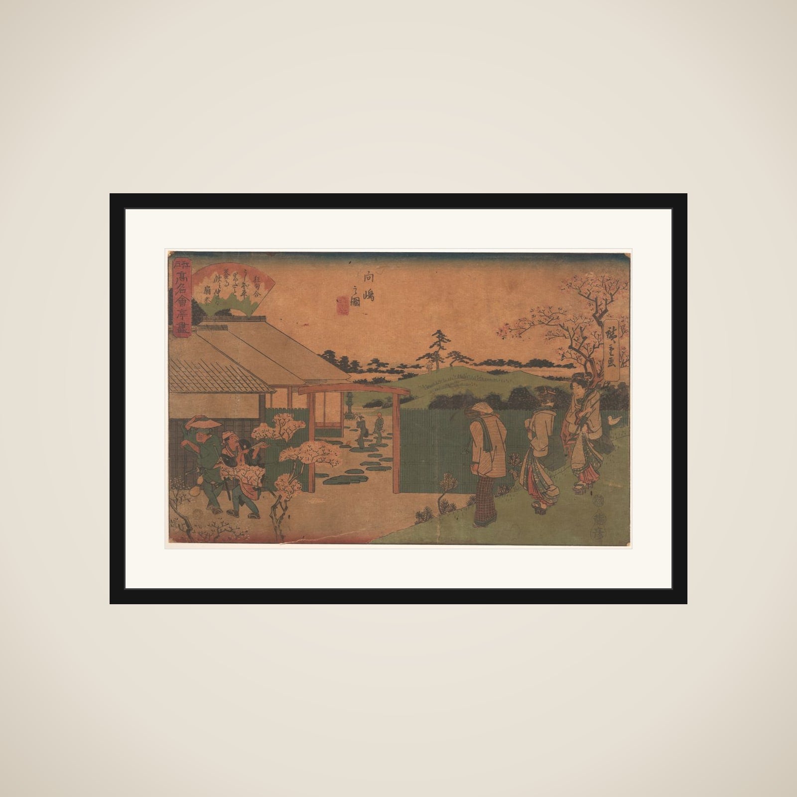 Mukojima no Zu (Hira-Iwa) framed