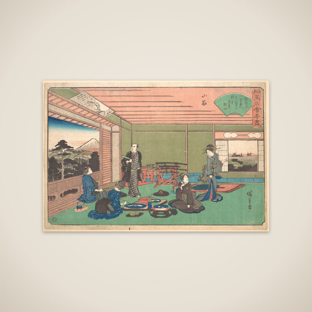 The Yaozen Restaurant, San’ya (San’ya, Yaozen), from the series A Collection of Famous Restaurants of Edo (Edo Kōmei Kaitei Zukushi) unframed print